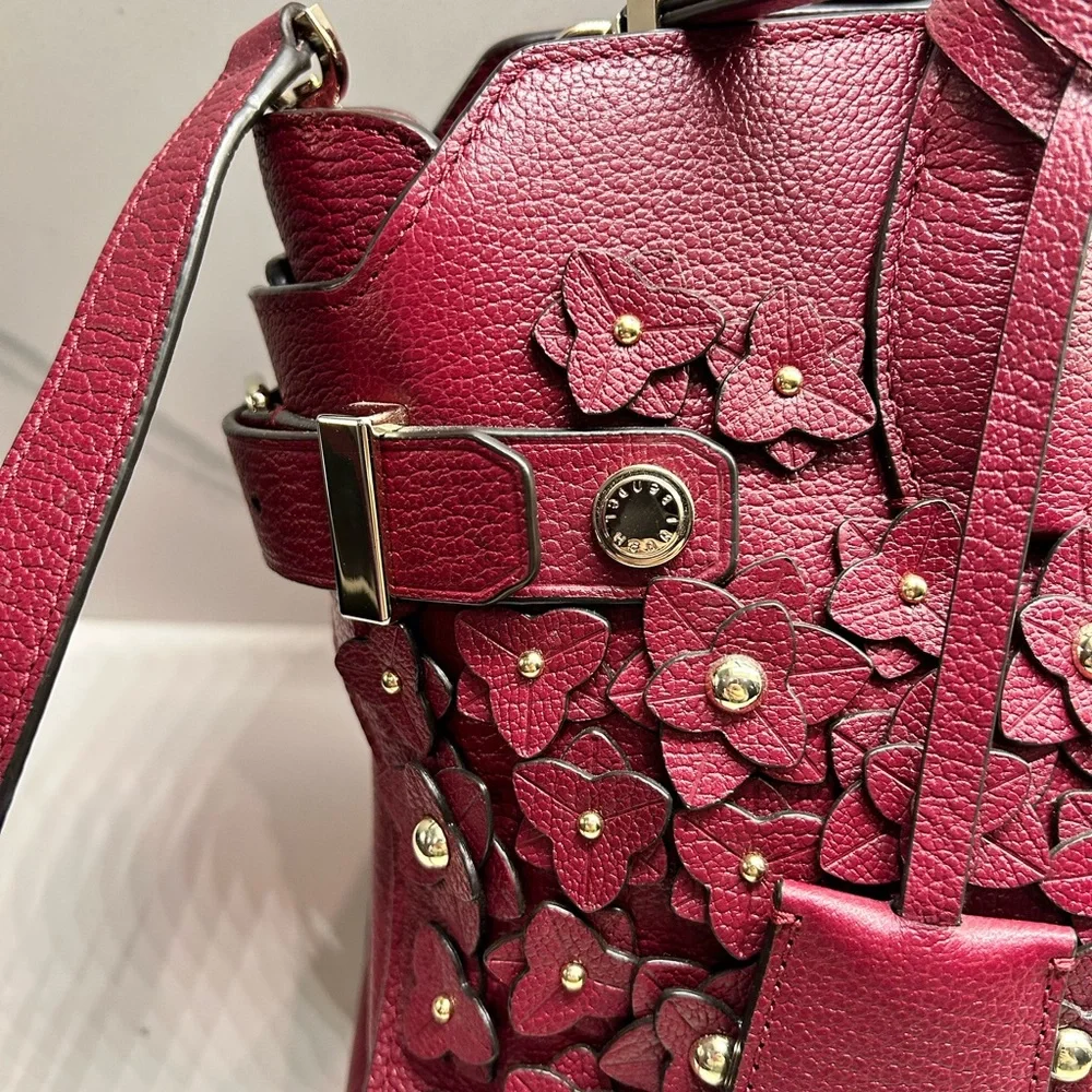 Henri Bendel Burgundy Floral Satchel - Picture 3 of 11